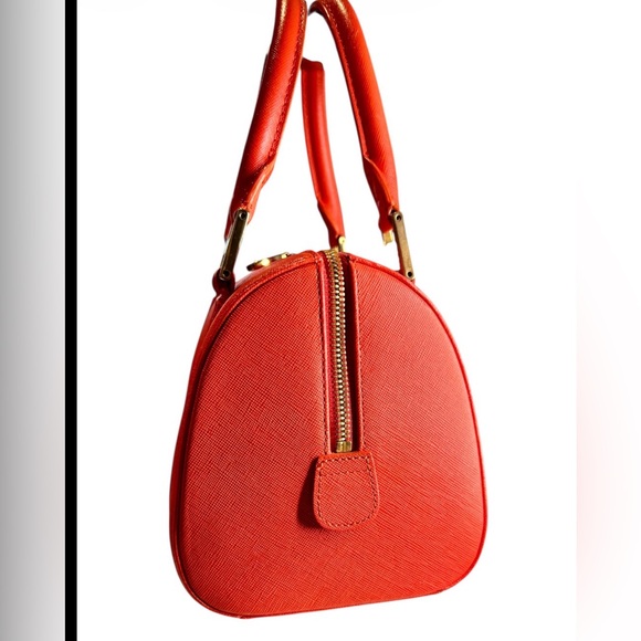 MCM Orange Leather Satchel Gold Hardware - Authentic Vintage - Picture 3 of 11